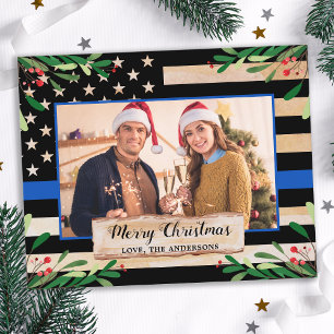 Budget Police Mince Ligne Bleue USA Drapeau Noël