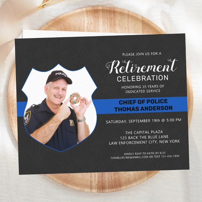 Budget Police Retraite Party Photo Invitation (Créateur téléchargé)