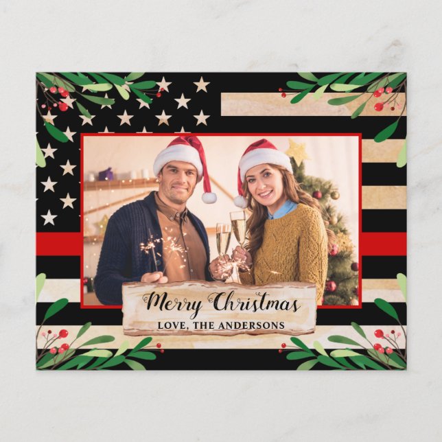 Budget Pompier Mince Ligne rouge Drapeau Noël (Devant)