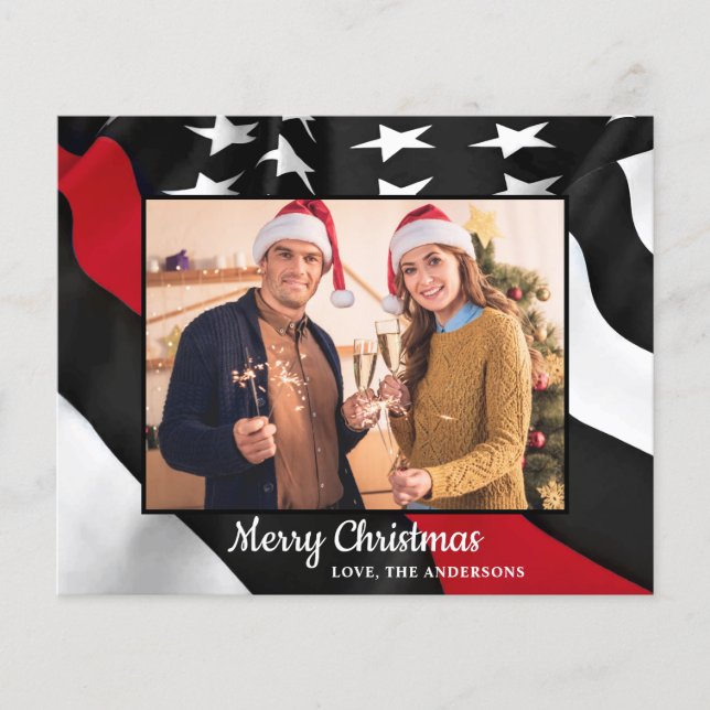 Budget Pompier Noël Mince drapeau de la ligne roug (Devant)