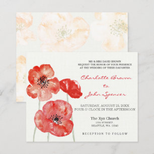 Budget Poppies Invitations de mariage florales mod
