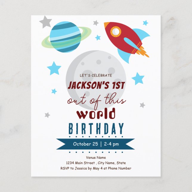 Budget pour 1er anniversaire Out of This World (Devant)
