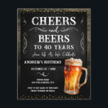 Budget pour la fête d'anniversaire de 40 ans Cheer<br><div class="desc">Cartes d'invitation d'anniversaire Cheers and Beers. Facile à personnaliser. Tout le texte est réglable et facile à modifier selon vos besoins. Éléments de fond en ardoise et en bois rustique. Tourbillons et fioritures amusants en ardoise. Mug à bière aquarelle. Invitations pour lui. Conception de fête d'anniversaire barbecue de bar ou...</div>