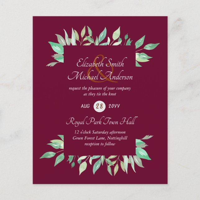 Budget pour les invitations de mariage de Modern G (Devant)