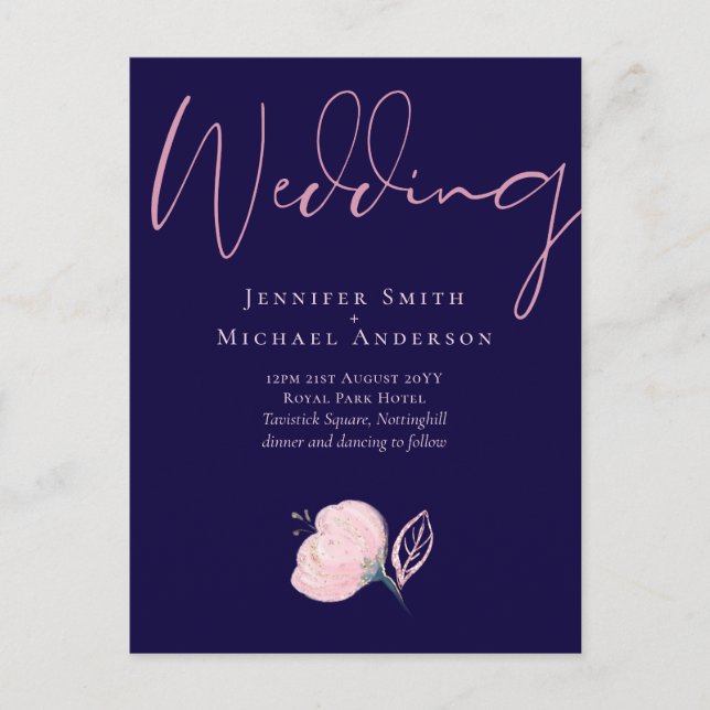 Budget pour une invitation de mariage bleu marine  (Devant)