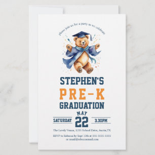 Budget Pré-K Graduation Teddy Bear Invitation de l