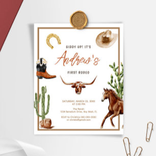 Budget Premier Rodéo Cowboy Invitation Anniversair
