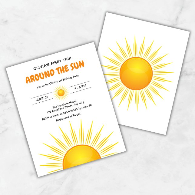 Budget Premier voyage autour du soleil Anniversair (Budget Boho First Trip Around the Sun 1st Birthday Invitation )