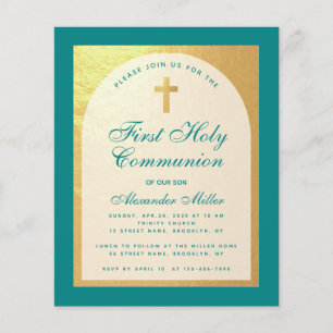 Budget Première Communion Faux Gold Invitation Tur