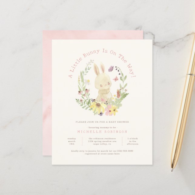 Budget Printemps Wreath Petit Lapin Baby shower fi (Devant/Arrière en situation)