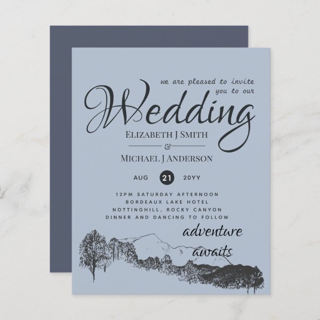 BUDGET PRIX Dusty Blue Mountains Budget Circulaire (Devant / Derrière)