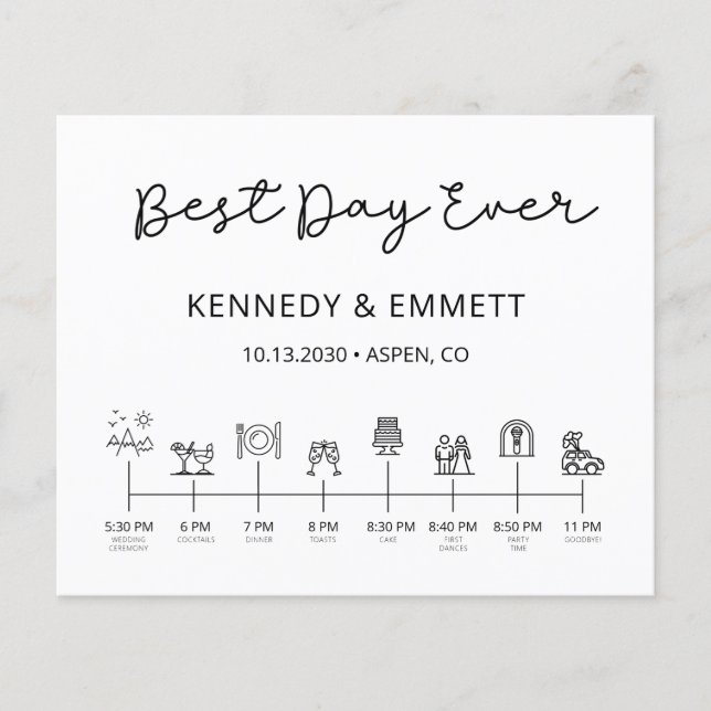 Budget Programme de calendrier du jour de mariage  (Devant)