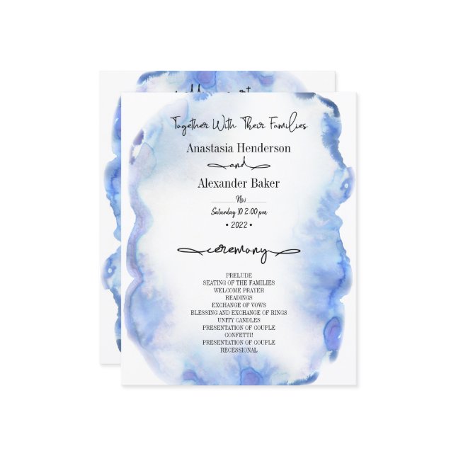 Budget/Programme de mariage élégant. (Devant/Arrière en situation)