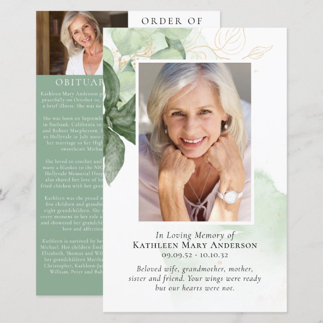 BUDGET Programme de service commémoratif de photos (Devant / Derrière)