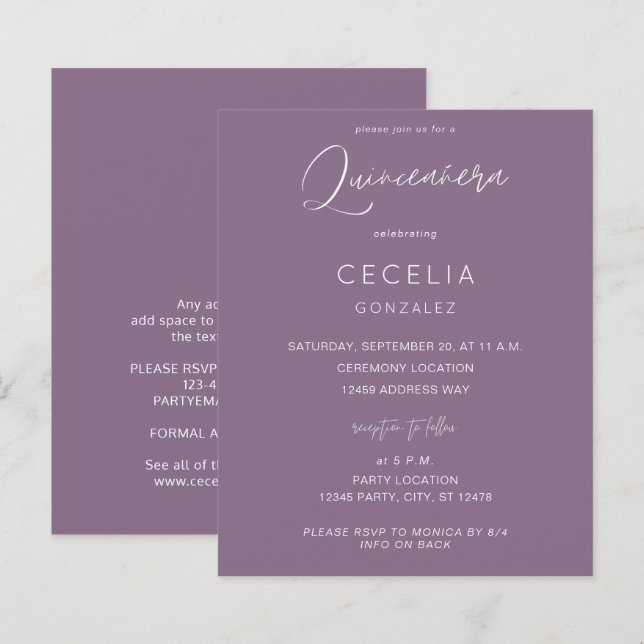 Budget Prune Violet MOD Calligraphie Cérémonie de  (Devant / Derrière)