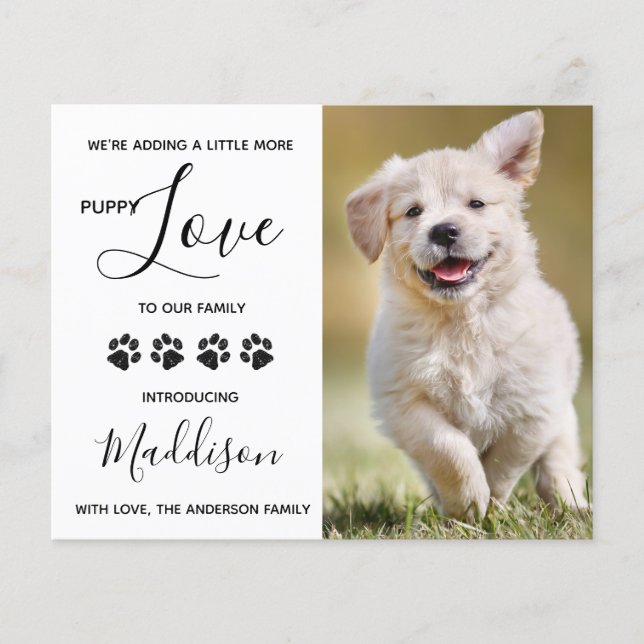 Budget Puppy Log Chien New Pet Faire-part (Devant)