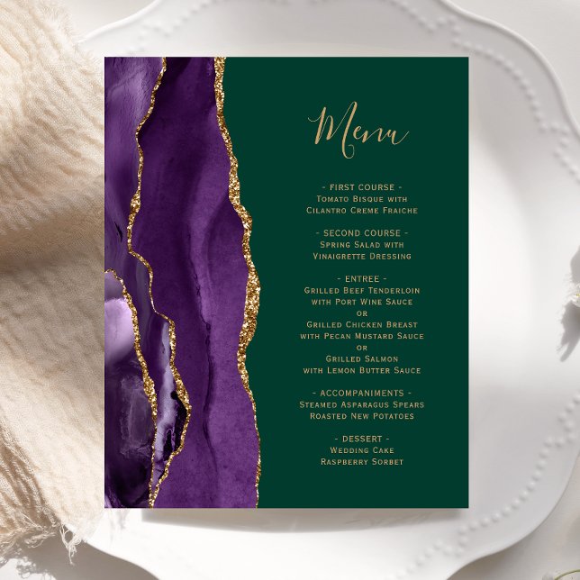 Budget Purple Agate Emerald Green Mariage Menu (Créateur téléchargé)