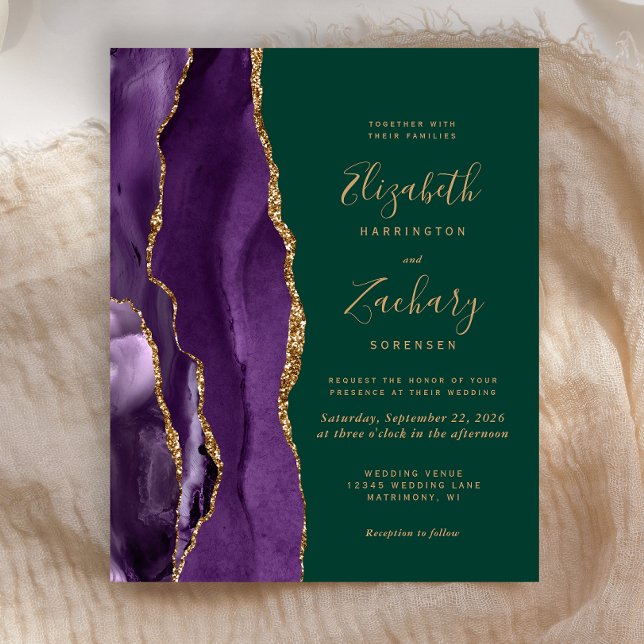 Budget Purple Agate Emerald Green Wedding Invitati (Créateur téléchargé)