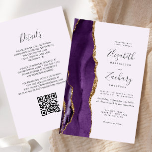 Budget Purple Agate Lilac QR Code Mariage Invitati