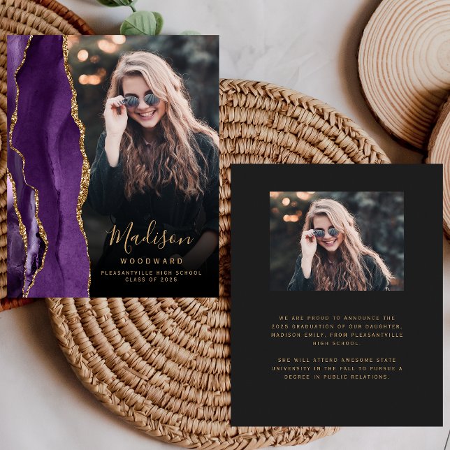 Budget Purple Agate Photo Dark Grad Faire-part (Créateur téléchargé)