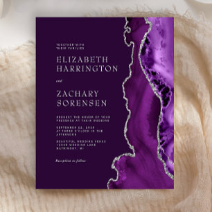 Budget Purple Agate Plum Argent Faire-part de mari