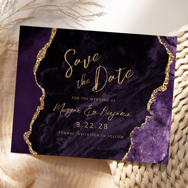 Budget Purple Agate Wedding Enregistrer la date (Créateur téléchargé)