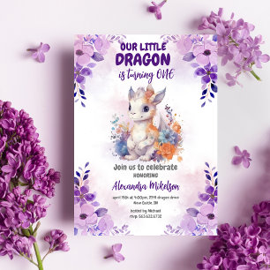 Budget Purple Aquarelle Dragon Bébé 1er Anniversai