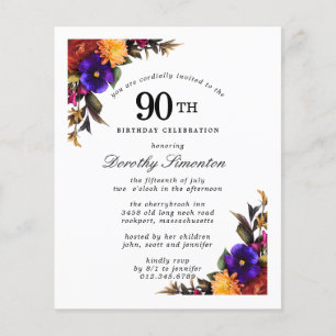 BUDGET Purple Bourgogne Floral 90e anniversaire In