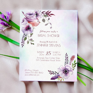 Budget Purple burgundy fleurs lilas invitation nup