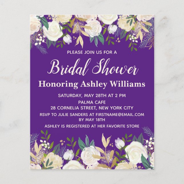 Budget Purple Elegant Bridal Shower Invitation (Devant)