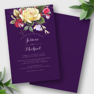 Budget Purple Élégant Faire-part de mariage Floral