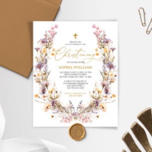 BUDGET Purple Fleurs sauvages Christening Invitati