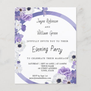 Budget Purple Floral Mariage Invitation de soirée