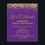 Budget Purple Gold 30th Birthday Party Invitation<br><div class="desc">Invitation de Parties scintillant violet et or,  Fêtons Trente n'importe quel âge,  Quarantième Cinquante-Cinquante Soixante,  Personnalisé 21ème 40ème 60ème,  Élégant Jalon Trente Doux 16,  Personnalisé 18ème Glam Golden Confetti,  Calligraphie adulte Moderne Écriture stylée,  Chic tendance simple pour elle,  Bling 16ème quinceanera 15ème célébration,  20ème 25ème 35ème 70ème 80ème</div>
