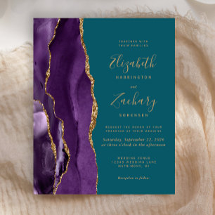 Budget Purple Gold Agate Mariage Turquoise Invitat