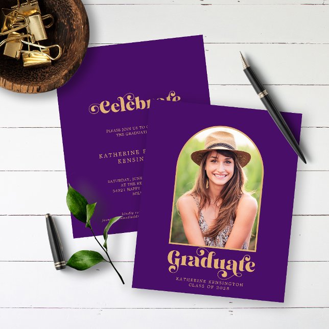 Budget Purple Gold Arch Photo Graduation Party (Créateur téléchargé)