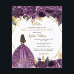 Budget Purple Gold Princess Sweet 16 Invitation<br><div class="desc">Budget Élégant Purple Or Floral Princess Sweet 16 Invitation</div>