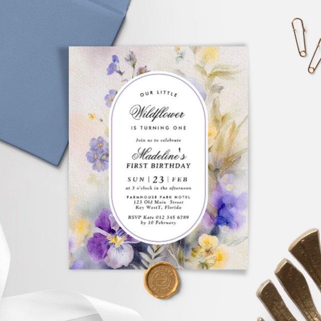 Budget Purple & Jaune 1er Invitation anniversaire (Créateur téléchargé)