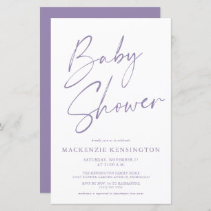 Budget Purple Lavender Baby shower de script simpl