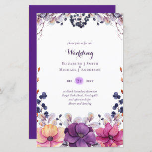 BUDGET Purple Lavender Feuilles mariage invite A9