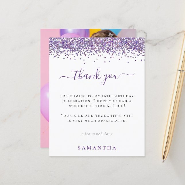 Budget Purple Parties scintillant Photo Sweet 16 M (Devant/Arrière en situation)