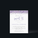 Budget Purple Parties scintillant Sweet 16 Invitat<br><div class="desc">Budget Purple Parties scintillant Sweet 16 Invitation. Un prix économique PETIT 4, 5 po x 5, 6 po alternatif. Disponible dans un STOCK CARTE SEMI GLOSS 110 lb qui est l'option par défaut (recommandé pour les invitations), OU un STOCK PAPIER THINNER SATIN FINISH 80 lb (idéal pour les boîtiers). La...</div>