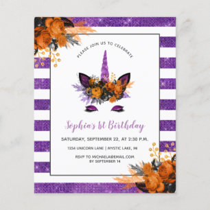 Budget Purple Parties scintillant Unicorn Invitati