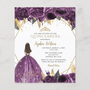 Budget Purple Princesse Quinceañera Invitation