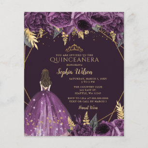 Budget Purple Princesse Quinceañera Invitation