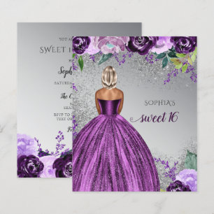 Budget Purple Robe Étincelle Douce 16 Invitation