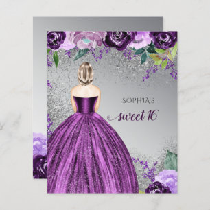 Budget Purple Robe Étincelle Douce 16 Invitation