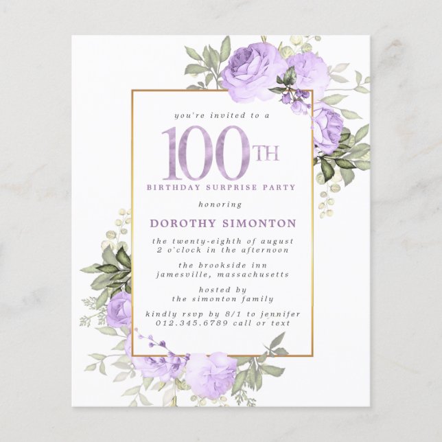 Budget Purple Rose 100e anniversaire Surprise Part (Devant)