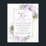 Budget Purple Rose 70e anniversaire Surprise Party<br><div class="desc">Honorer une femme spéciale avec cette invitation élégante et féminine 70e anniversaire de fête. 70ème est écrit en gros texte violet. Anniversaire Surprise Party suit. Le nom de l'invité honoré est également en lettres majuscules violettes. Le reste du texte est doucement gris colombe. Les détails de la célébration du 70ème...</div>