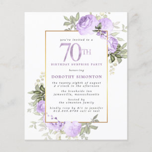 Budget Purple Rose 70e anniversaire Surprise Party